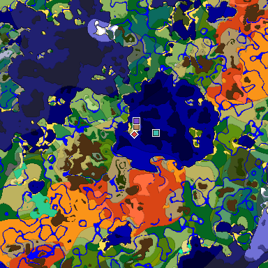 Predicted biome map of Java 1.19.2 seed -3130032673273239991 around estimated spawn