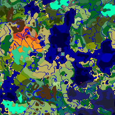 Predicted biome map of Java 1.19.2 seed 1654902981186211723 around estimated spawn