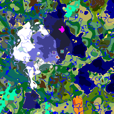 Map of Minecraft seed 1337175197606555885 around spawn