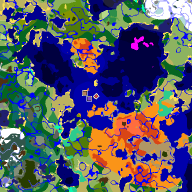 Map of Minecraft seed 9118393565786771672 around spawn