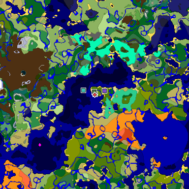 Predicted biome map of Java 1.19.2 seed -8919667906163169596 around estimated spawn