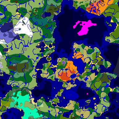 Predicted biome map of Java 1.19.2 seed -5990982561795115059 around estimated spawn