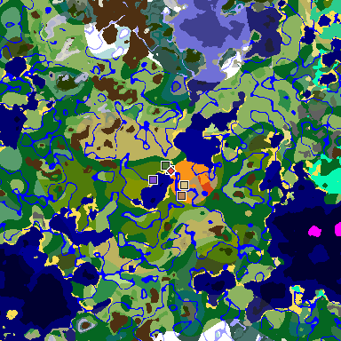Map of Minecraft seed 2132665281372455938 around spawn