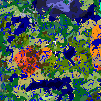 Predicted biome map of Java 1.19.2 seed -6841023606971638737 around estimated spawn