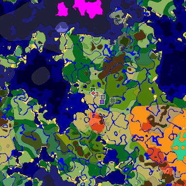 Predicted biome map of Java 1.19.2 seed -2759545260230793908 around estimated spawn