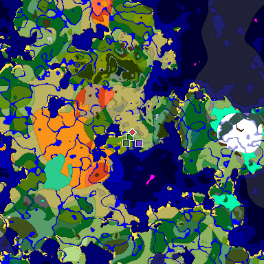 Predicted biome map of Java 1.19.2 seed 8288618695515550338 around estimated spawn