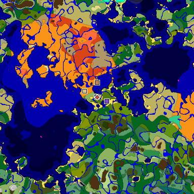 Predicted biome map of Java 1.19.2 seed 6015840899021263262 around estimated spawn