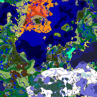 Predicted biome map of Java 1.19.2 seed -8220090151597120154 around estimated spawn