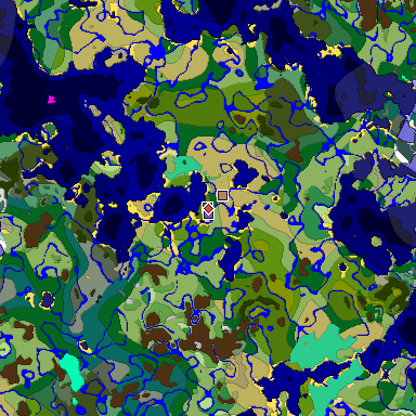 Predicted biome map of Java 1.19.2 seed 3417405820328127983 around estimated spawn