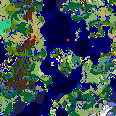 Predicted biome map of Java 1.19.2 seed -8385917707887082196 around estimated spawn