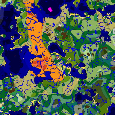 Predicted biome map of Java 1.19.2 seed 658309477654804179 around estimated spawn