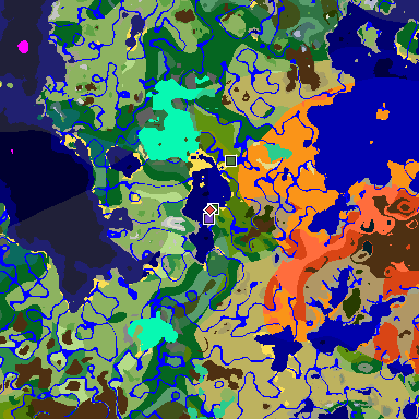 Map of Minecraft seed 8712442170074168835 around spawn