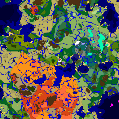 Predicted biome map of Java 1.19.2 seed 3104247420210556712 around estimated spawn
