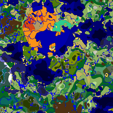 Predicted biome map of Java 1.19.2 seed 346365593969939236 around estimated spawn