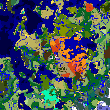 Predicted biome map of Java 1.19.2 seed -4224428855140783175 around estimated spawn