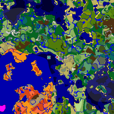 Predicted biome map of Java 1.19.2 seed -516699226892884677 around estimated spawn