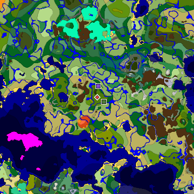 Predicted biome map of Java 1.19.2 seed -322804362542524453 around estimated spawn