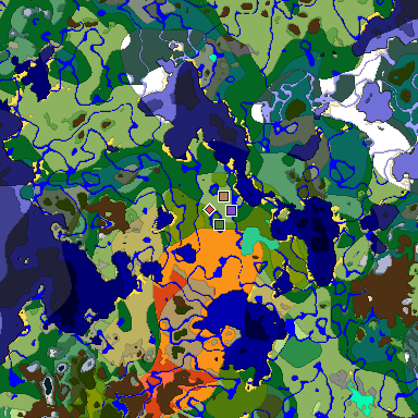 Predicted biome map of Java 1.19.2 seed 8146913098151988781 around estimated spawn