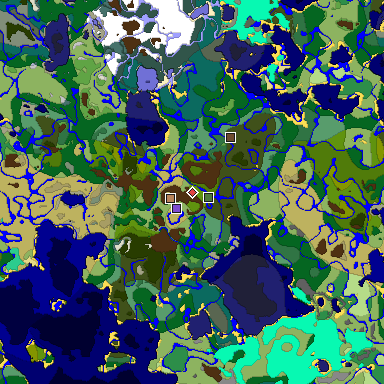 Predicted biome map of Java 1.19.2 seed -6027932720591011826 around estimated spawn