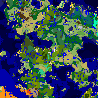 Predicted biome map of Java 1.19.2 seed -6065185298911761048 around estimated spawn
