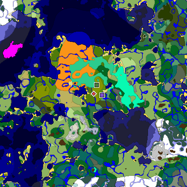 Predicted biome map of Java 1.19.2 seed 5682413072264967966 around estimated spawn