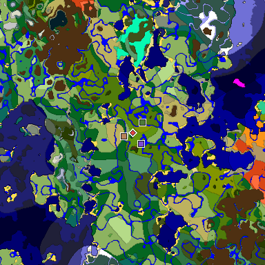 Predicted biome map of Java 1.19.2 seed -8962395879649805533 around estimated spawn