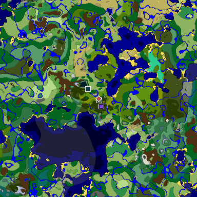 Predicted biome map of Java 1.19.2 seed 4872676126958625098 around estimated spawn