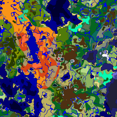 Predicted biome map of Java 1.19.2 seed -426840486597970355 around estimated spawn