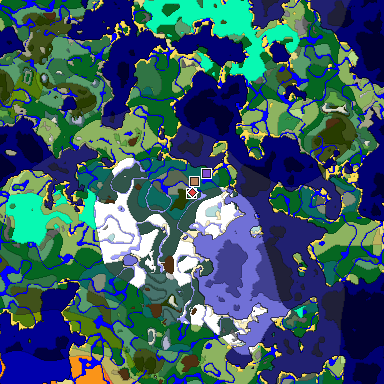 Predicted biome map of Java 1.19.2 seed 7817660398579828083 around estimated spawn