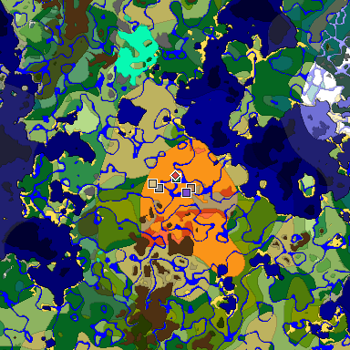 Predicted biome map of Java 1.19.2 seed -5365844835325818833 around estimated spawn