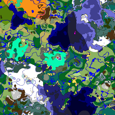 Predicted biome map of Java 1.19.2 seed -365772583209097917 around estimated spawn