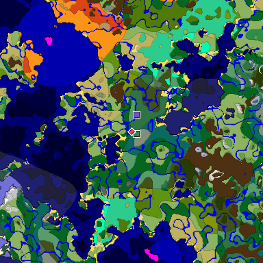 Predicted biome map of Java 1.19.2 seed -8827000231364455905 around estimated spawn
