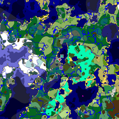 Predicted biome map of Java 1.19.2 seed 1877679892020785239 around estimated spawn