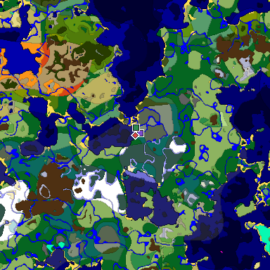 Predicted biome map of Java 1.19.2 seed -3492420643183537828 around estimated spawn