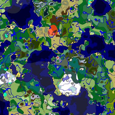Predicted biome map of Java 1.19.2 seed 180494049570134135 around estimated spawn