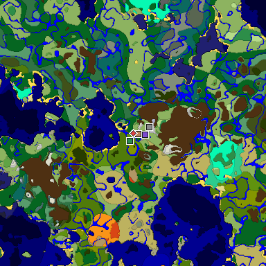 Predicted biome map of Java 1.19.2 seed 8087593295702929063 around estimated spawn