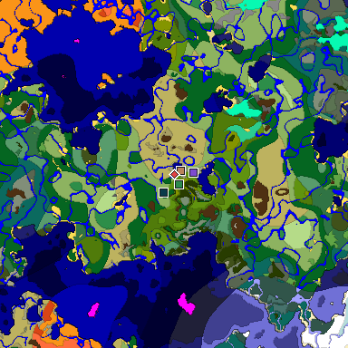 Predicted biome map of Java 1.19.2 seed 2080264298492323588 around estimated spawn