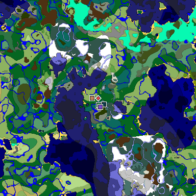 Predicted biome map of Java 1.19.2 seed 2773789765398547960 around estimated spawn