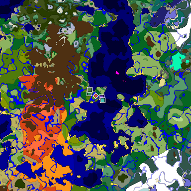 Predicted biome map of Java 1.19.2 seed -979367912159588976 around estimated spawn