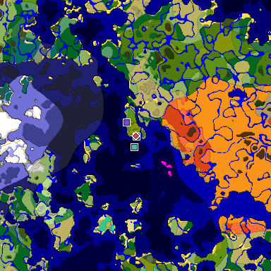 Predicted biome map of Java 1.19.2 seed -536861109487305468 around estimated spawn