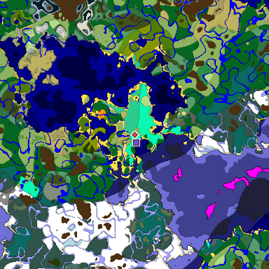 Predicted biome map of Java 1.19.2 seed -2026376572207856153 around estimated spawn
