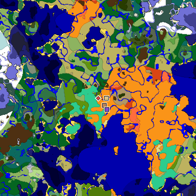 Predicted biome map of Java 1.19.2 seed 8740459361643082858 around estimated spawn