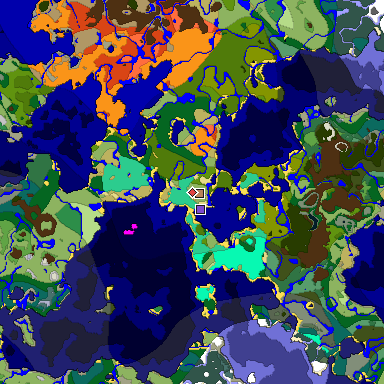 Predicted biome map of Java 1.19.2 seed 3554208153866200899 around estimated spawn