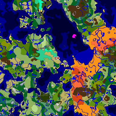 Predicted biome map of Java 1.19.2 seed -4631173010370063269 around estimated spawn