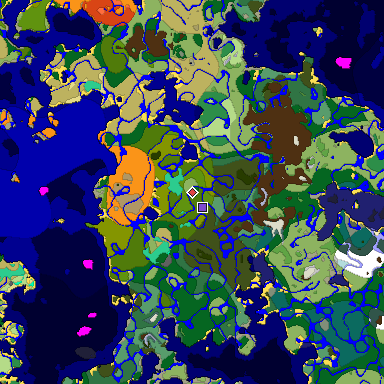 Predicted biome map of Java 1.19.2 seed 2415388038460647746 around estimated spawn