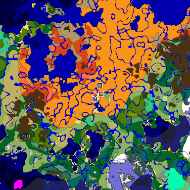 Predicted biome map of Java 1.19.2 seed 1450913364363670305 around estimated spawn