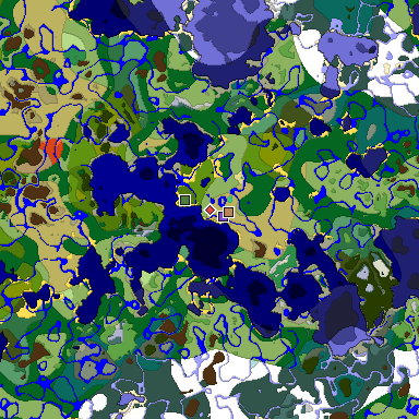 Predicted biome map of Java 1.19.2 seed 902828792543170517 around estimated spawn