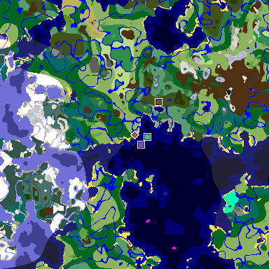 Map of Minecraft seed 7988375831419907851 around spawn