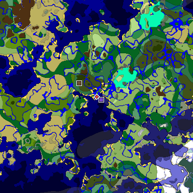 Predicted biome map of Java 1.19.2 seed 5862890082853096019 around estimated spawn