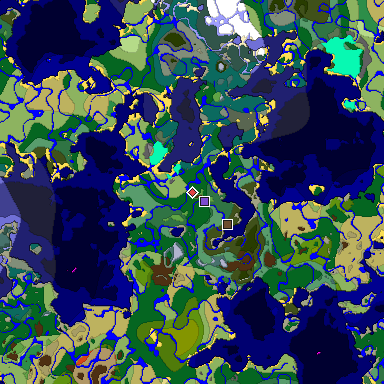 Predicted biome map of Java 1.19.2 seed -848654686692190225 around estimated spawn